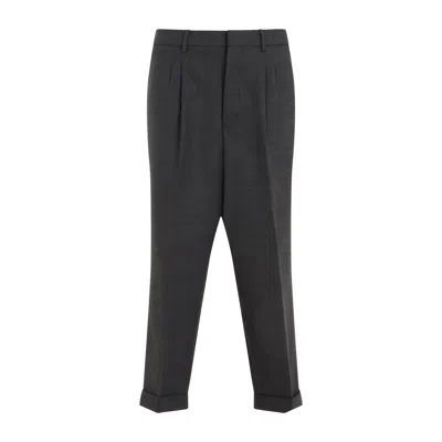 Ami Alexandre Mattiussi Carrot Fit Trousers With Hem And Pleats In Gray