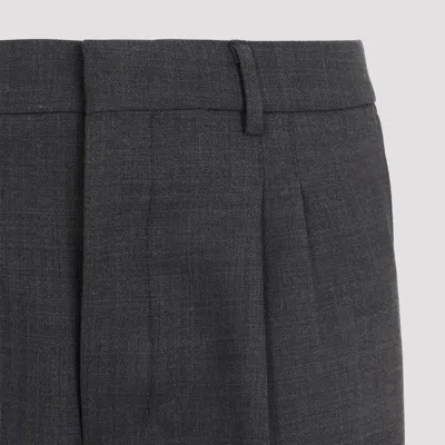 Ami Alexandre Mattiussi Carrot Fit Trousers With Hem And Pleats In Gray