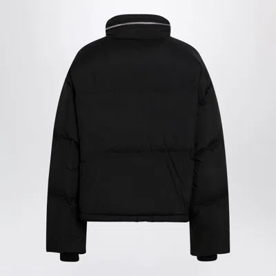 Ami Alexandre Mattiussi Black Down Jacket With Adc Embroidery And Removable Hood In Tech Fabric Woman In Black