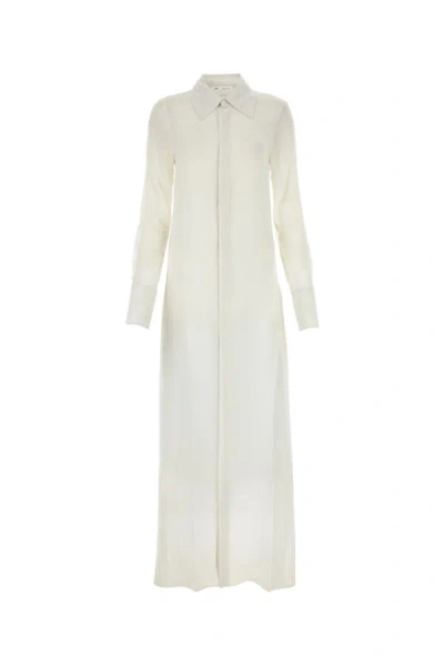 Ami Alexandre Mattiussi Ami Paris Chalk Crepe Shirt Dress In White