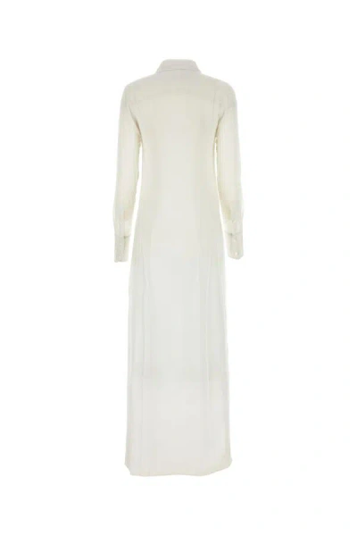 Ami Alexandre Mattiussi Ami Paris Chalk Crepe Shirt Dress In White