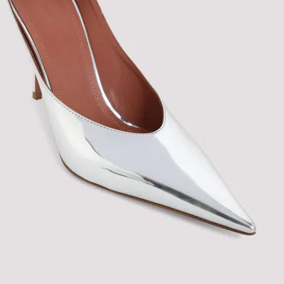 Amina Muaddi Anok Pointed Toe Mule In Silver