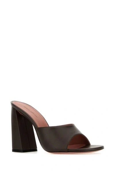 Amina Muaddi Brigitte 95 Leather Mules In Brown