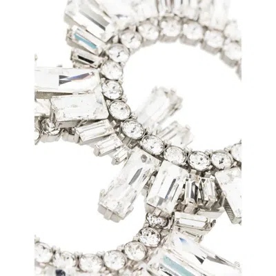 Amina Muaddi Women Silver Begum Crystal-embellished Earrings In Silver