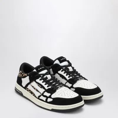 Amiri Leopard Print Goat Leather Sneakers With Perforated Detail In Black