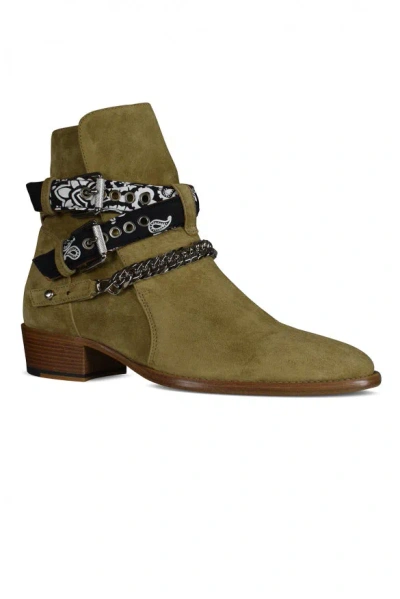 Amiri Two-tone Leather Skel Sneakers With Textured Finish In Brown