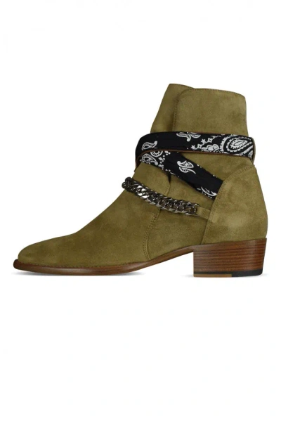Amiri Two-tone Leather Skel Sneakers With Textured Finish In Brown