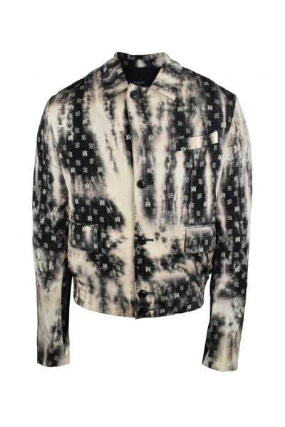 Amiri Monogrammed Wool Blend Jacket With Button Closure In Cream