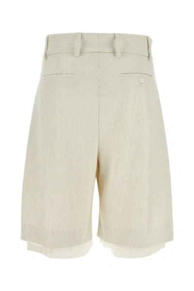 Amiri Pleated Bermuda Shorts In Textured Fabric In White