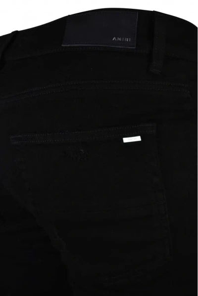 Amiri Stretch Denim Jeans With Leopard Print Accents In Black