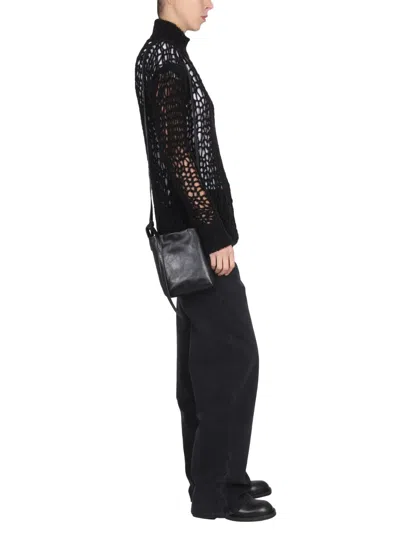 Ann Demeulemeester Open-knit High-neck Sweater In Black