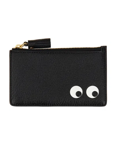 Anya Hindmarch Women Black Leather Eyes Card Holder In Black
