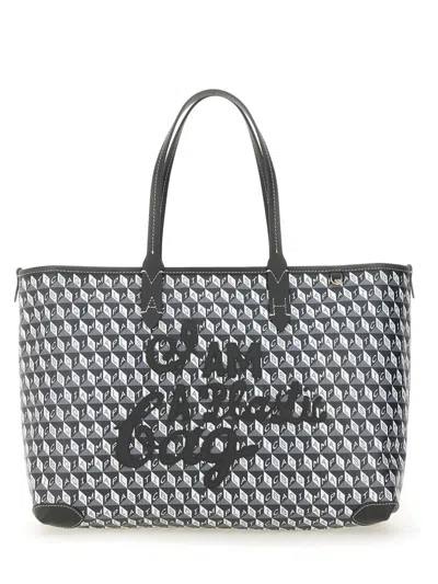 Anya Hindmarch I Am A Plastic Bag Zipped Motif Tote Bag In Gray