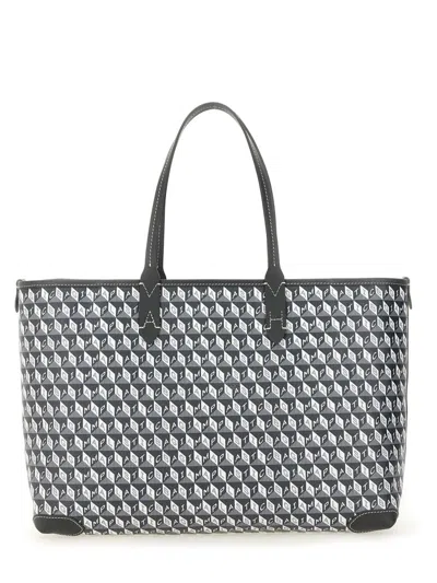 Anya Hindmarch I Am A Plastic Bag Zipped Motif Tote Bag In Gray