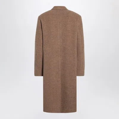 Auralee Beige Double-breasted Wool Coat Men In Cream