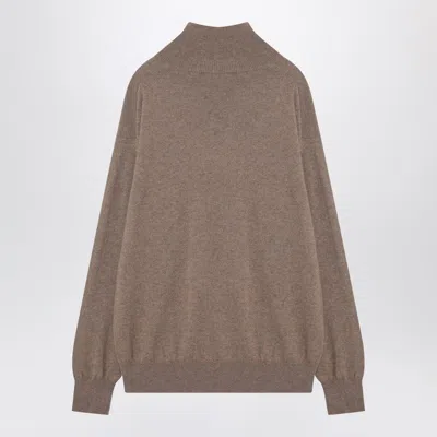 Auralee Light Brown Cashmere Turtleneck Men In Brown
