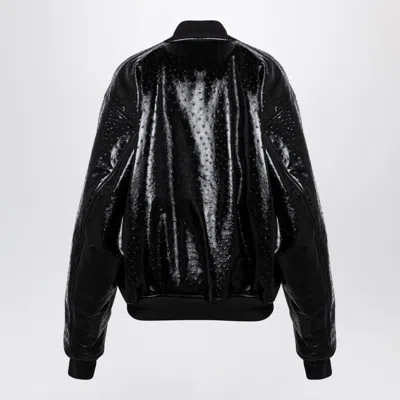 Balenciaga Ostrich-effect Bomber Jacket In Black