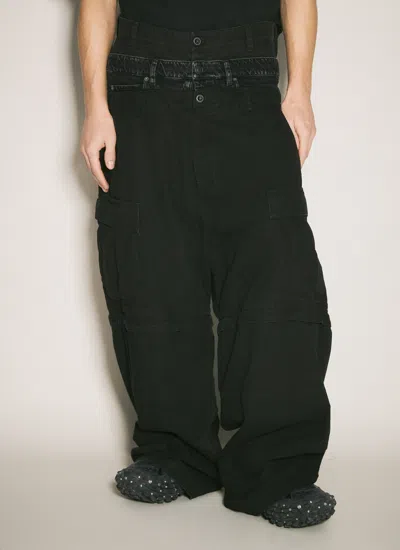 Balenciaga Men Layered Cargo Pants In Black