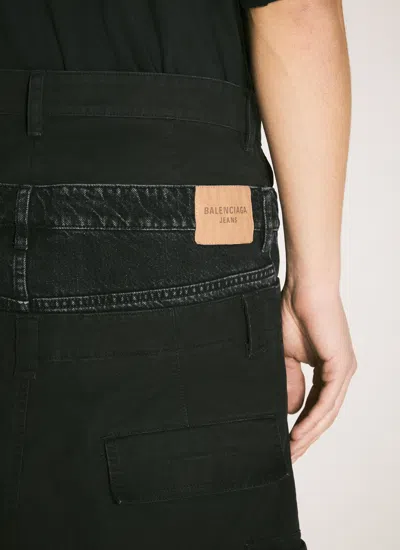 Balenciaga Men Layered Cargo Pants In Black