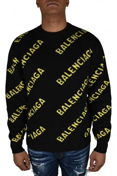 Balenciaga Logo Knit Sweater In Black