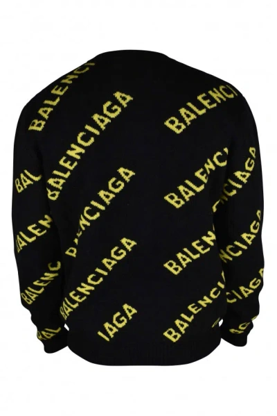 Shop Balenciaga Men Logo Knit Sweater In Black
