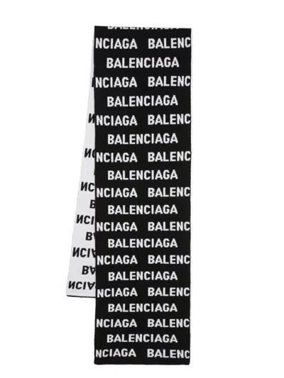 Balenciaga Bal Horizontal Allover Scarf In Black In Multicolor