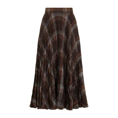 Balenciaga Pleated Skirt With Ruffled Effect In Brown