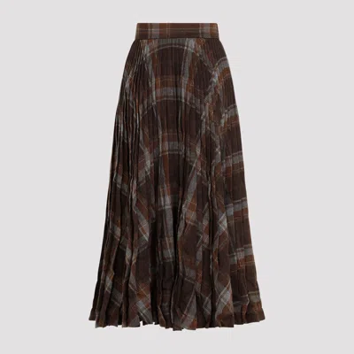 Balenciaga Pleated Skirt With Ruffled Effect In Brown