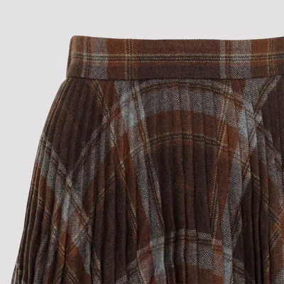 Balenciaga Pleated Skirt With Ruffled Effect In Brown