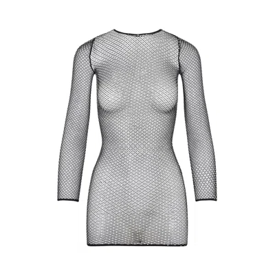 Balenciaga Black Crystal Mesh Mini Top In Black