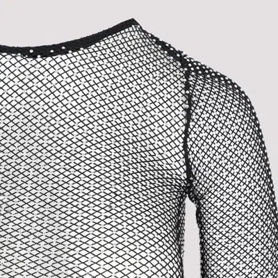 Balenciaga Black Crystal Mesh Mini Top In Black