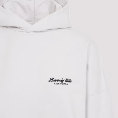 Balenciaga Off White Cotton Large Fit Hoodie In White