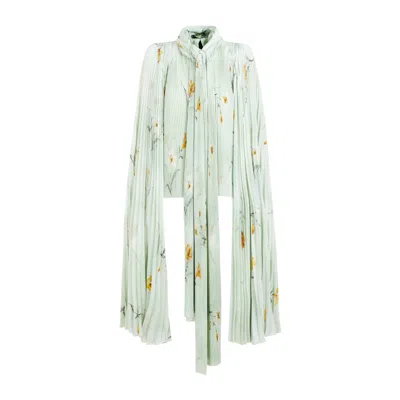Balenciaga Cloak-inspired Floral Print Blouse In Green