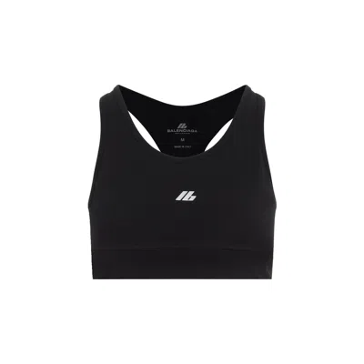 Balenciaga Sporty Reflective Logo Top Tops Black In Black