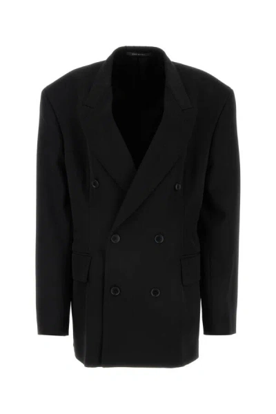 Balenciaga Black Barathea Oversize Cinched Blazer In Black
