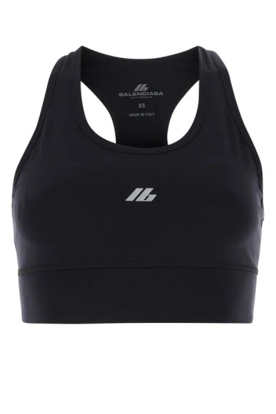 Balenciaga Sporty Reflective Logo Top Tops Black In Black