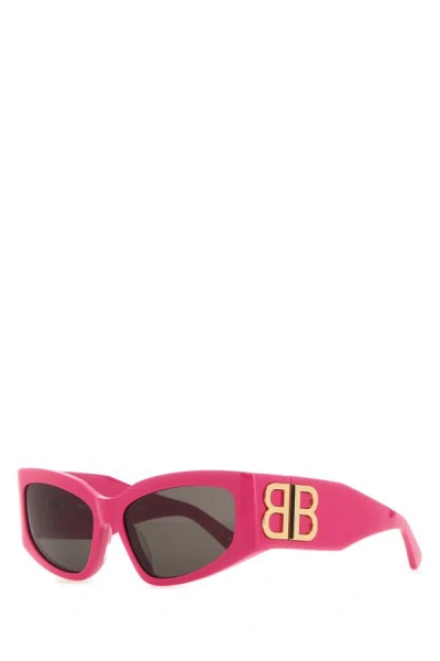 Balenciaga Fuchsia Acetate Bossy Cat Sunglasses In Pink