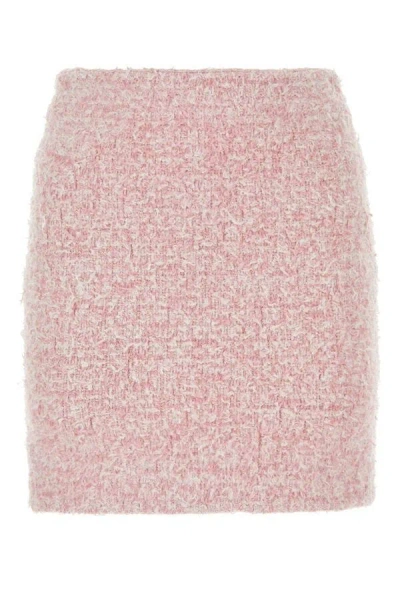 Balenciaga Pink Cotton Blend Tweed Mini Skirt In Pink