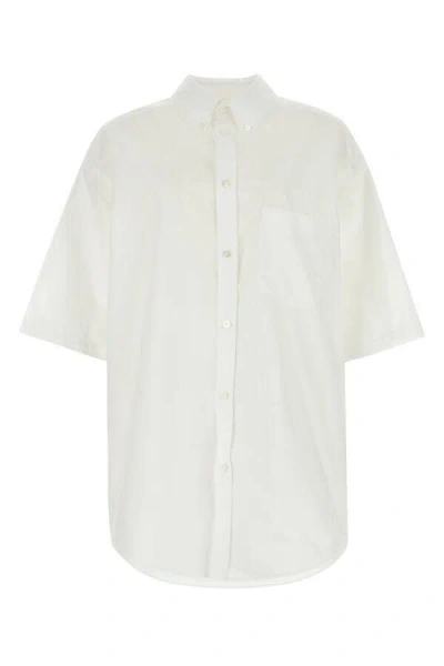 Balenciaga Women's Poplin Oversize Shirt In White