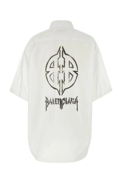 Balenciaga Women's Poplin Oversize Shirt In White
