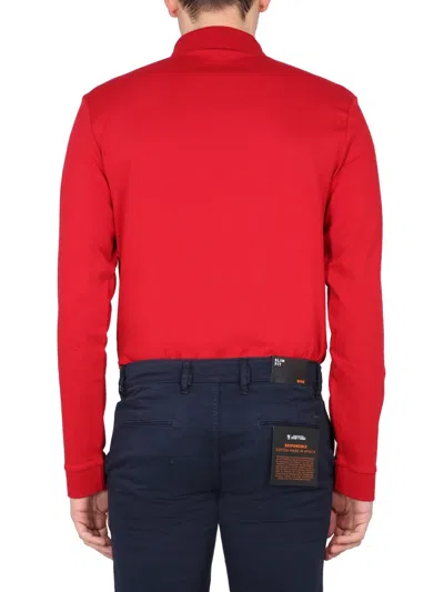 Hugo Boss Boss Men Polo With Logo Embroidery In Red
