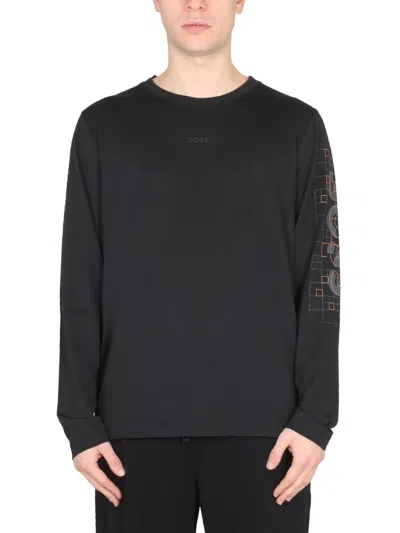 Hugo Boss Boss Men T-shirt With Logo In Black