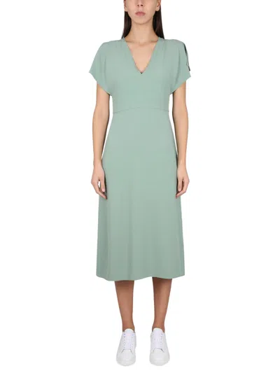 Hugo Boss Boss V-neck Dress In Green