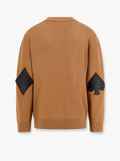 Bottega Veneta V-neckline Stretch Cashmere Blend Cardigan In Brown