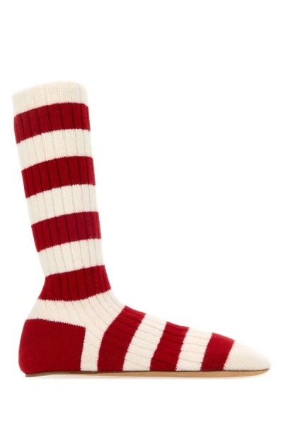 Bottega Veneta Striped Wool Blend Domenica Ankle Boots In Multicolor