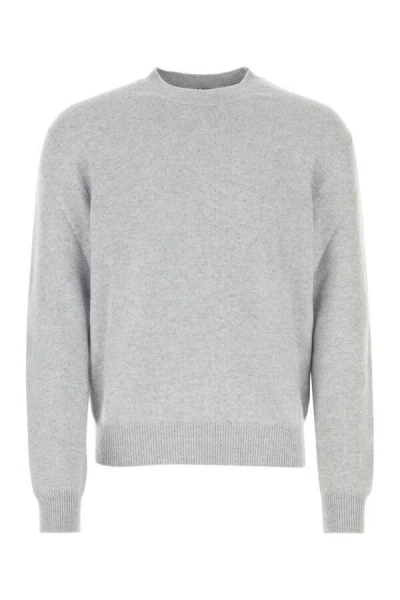 Bottega Veneta Grey Pullover With Intrecciato Patch On Elbows In Cashmere Man In Gray