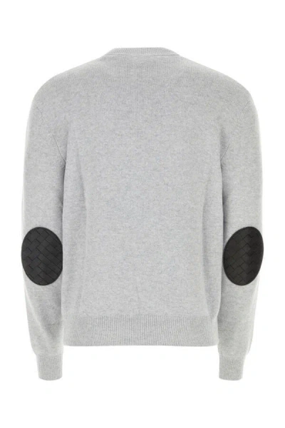 Bottega Veneta Grey Pullover With Intrecciato Patch On Elbows In Cashmere Man In Gray