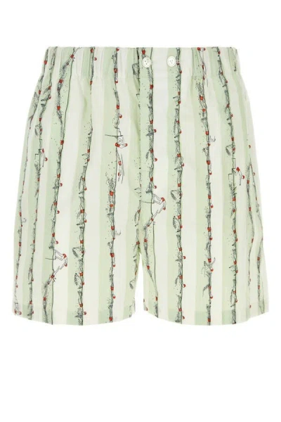 Bottega Veneta Green Shorts With All-over Divers Print In Polyamide Man In Green