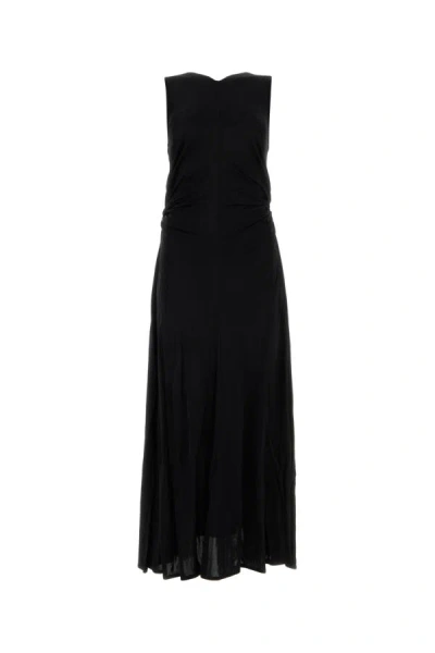 Bottega Veneta Long Dress In Viscose Jersey With Knot Ring In Black