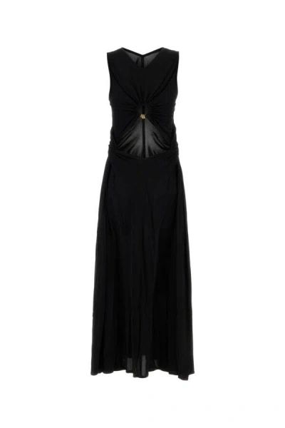 Bottega Veneta Long Dress In Viscose Jersey With Knot Ring In Black